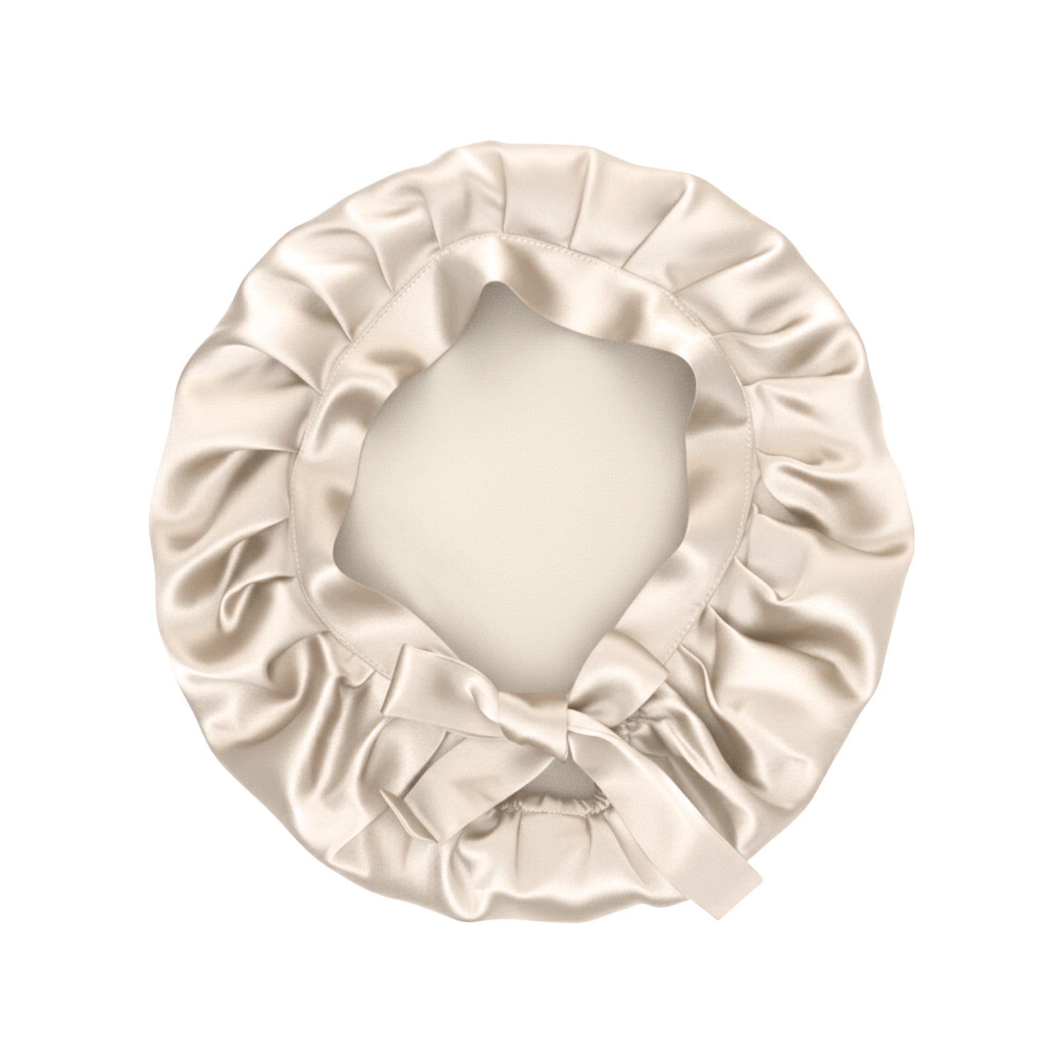 Turbante seda mulberry puesto en cabello, proteccion nocturna para pelo tratado - Mas Descanso