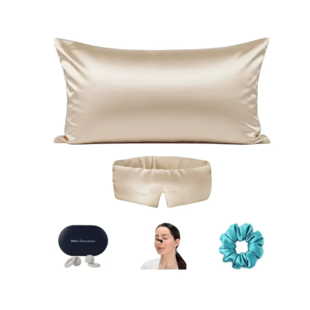Pack para dormir mejor con seda mulberry: funda, antifaz y accesorios - Mas Descanso Chile