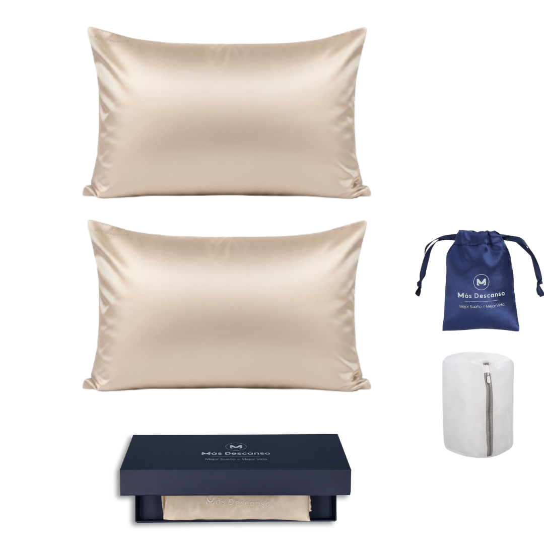 Fundas Queen x2 + Bolsas Lavado y Seda + Caja Lujo