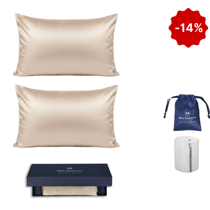 Fundas Queen x2 + Bolsas Lavado y Seda + Caja Lujo