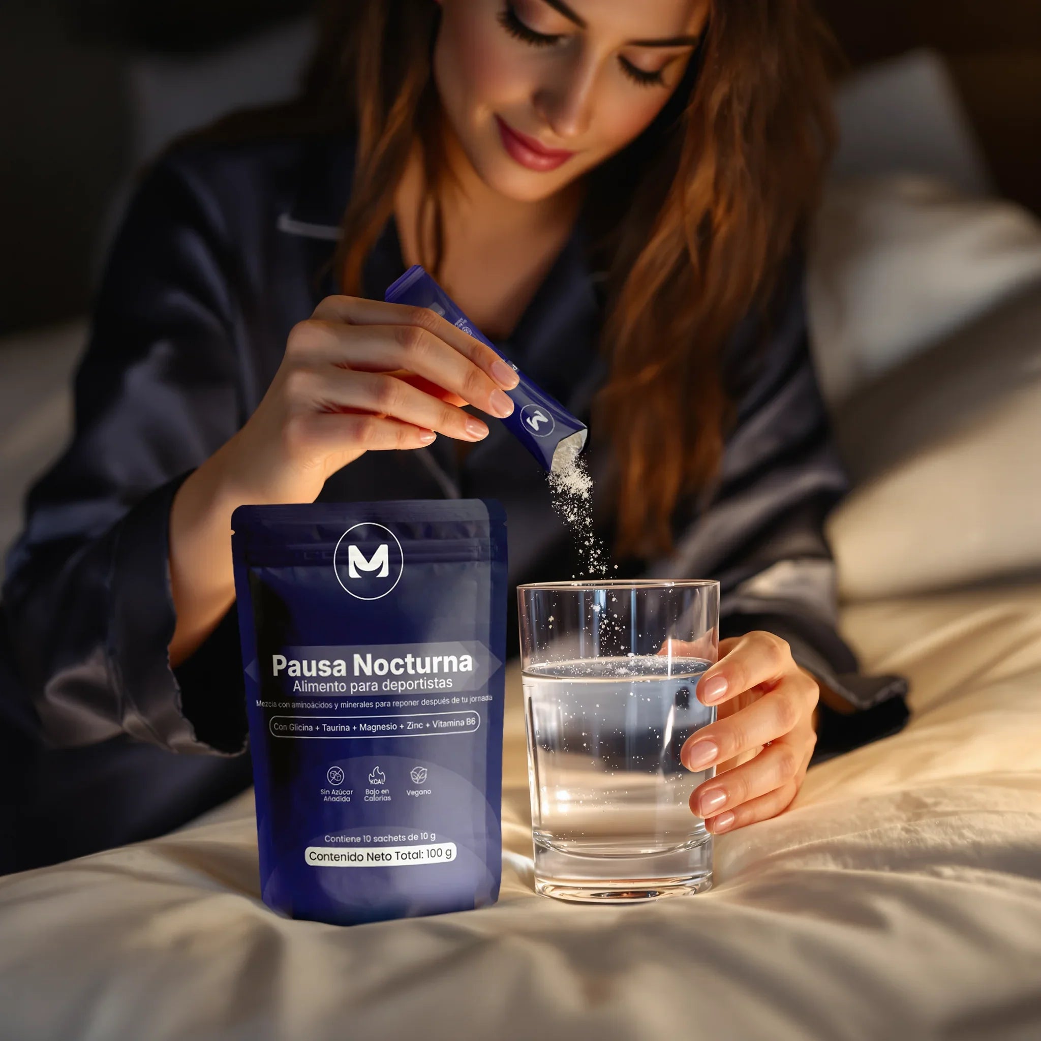 Preparacion suplemento polvo para dormir, ingredientes naturales - Mas Descanso